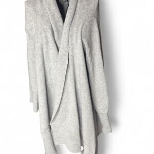 White House Black Market Grey Waterfall Cardigan Rabbit Hair Blend Large